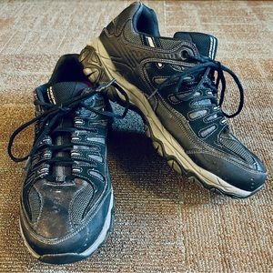 Skechers 50125 Men's Black Afterburn Lace-up Sneakers Walkomfy Inserts, size  12